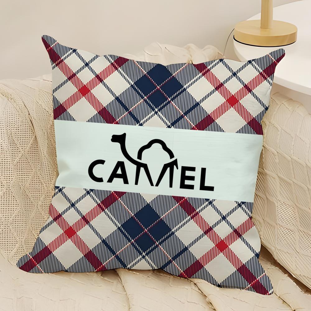 Classic Vintage Camel Pillow Case Natural Linen Double-Sided Printing Sofa Home Decor Cushion Cover