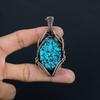 Tibetan Turquoise Pendant, 999 Copper Wire Wrapped Gemstone Jewelry, Handmade Pendant, For Thanksgiving