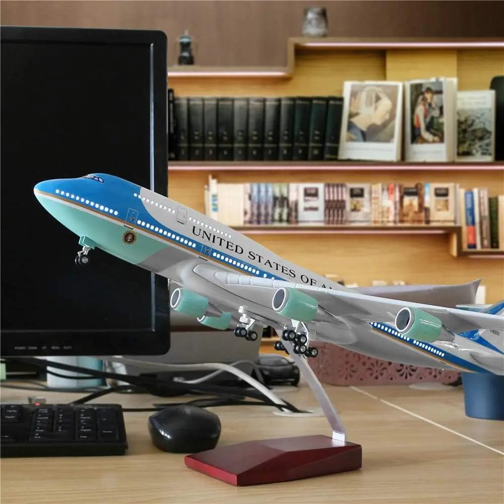 Для самолета Air Force One B747 Модели самолетов Наборы Дисплей Литой самолет для взрослых со светодиодной подсветкой(Сенсорное или Звуковое Управление)