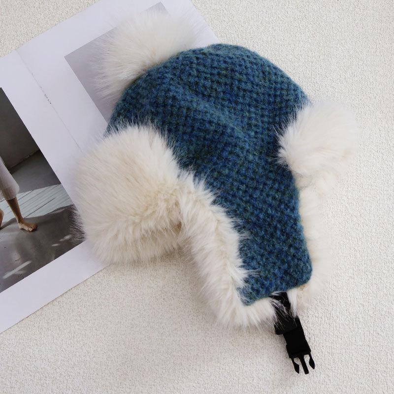 Модная флисовая утолщенная шапка женская зимняя ветрозащитная с защитой ушей шапка-ушанка для велоспорта, катания на лыжах, вязаная шерстяная шапка