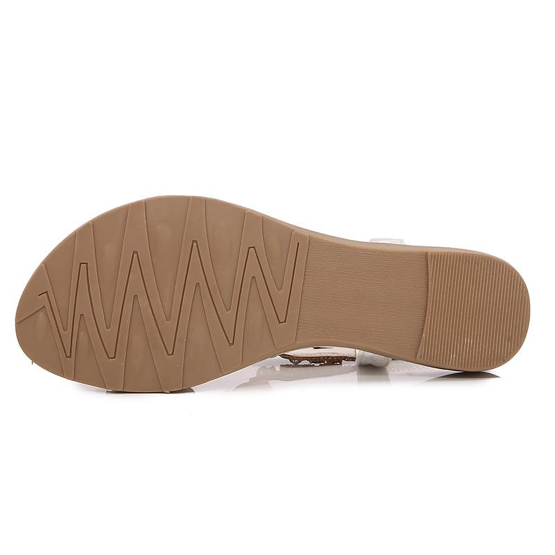 Весна 2024 Новые бохо сандалии с круглым носком на плоской подошве женские сандалии большого размера со стразами