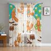 Funny Cute Fox Tulle Curtains For Living Room Sheer Curtain Bedroom Veil Organza Decorative Window Treatments