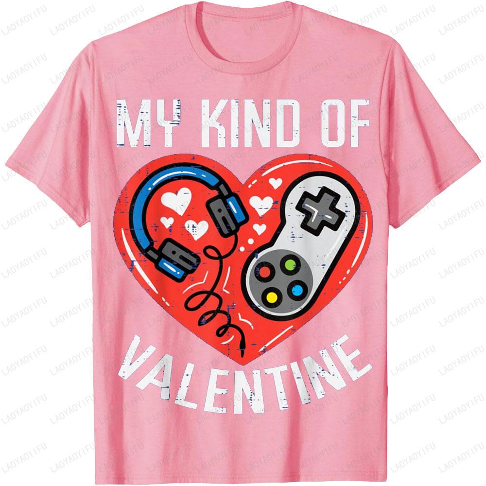My Kind Of Valentine Headset Game Machine Lovers Printed Graphic T Shirts Gift Unisex Unisex Cotton Streetwear Fashion TShirt Tops