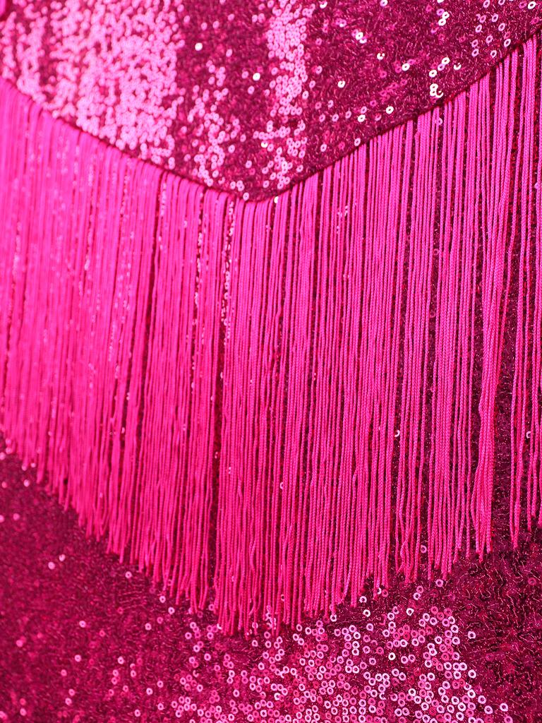 AOMEI Платья цвета фуксии с кисточками для женщин, сексуальный тюль с блестками, лоскутное роскошное блестящее вечернее платье на день рождения, коктейльное мероприятие, облегающее платье, наряд