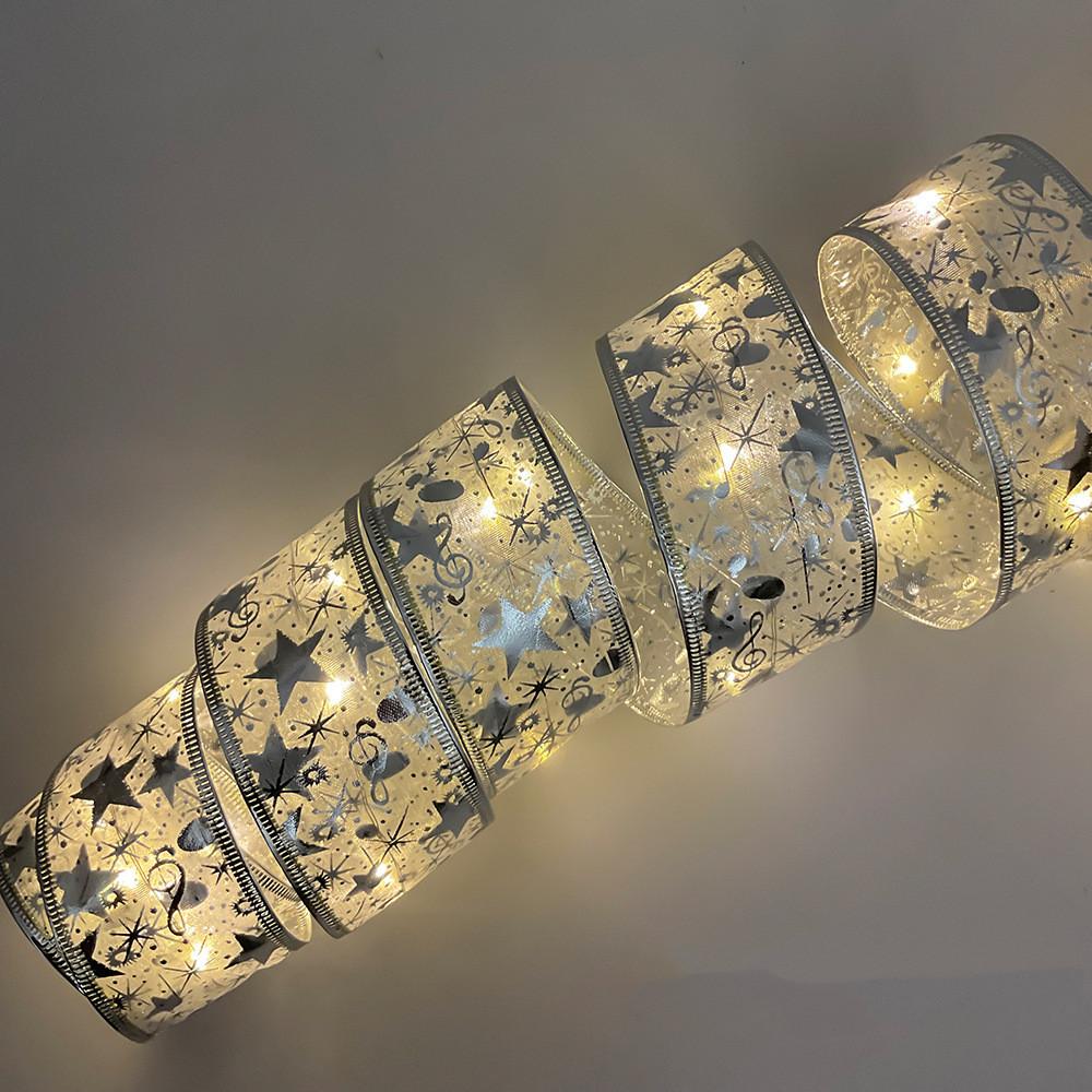 Christmas Ribbon Fairy Light Christmas Decoration DIY Bows String Light Tree Ornaments For Home Xmas Decor New Year Navidad