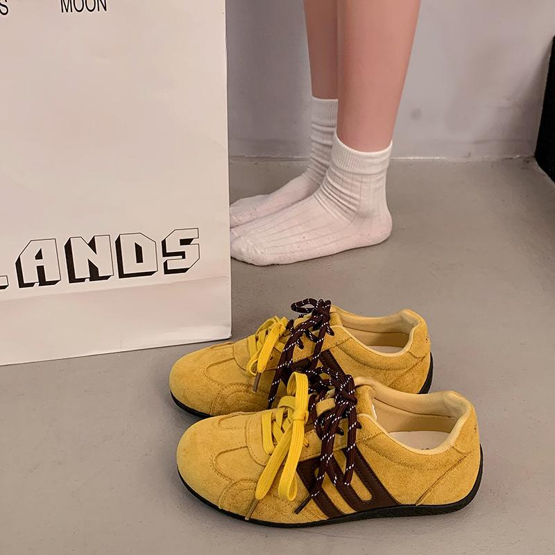 Ретро леопардовый принт на шнуровке немецкие тренировочные туфли женские 2025 ранняя осень новые на тонкой подошве со скрытой платформой гоночные туфли спортивная повседневная обувь