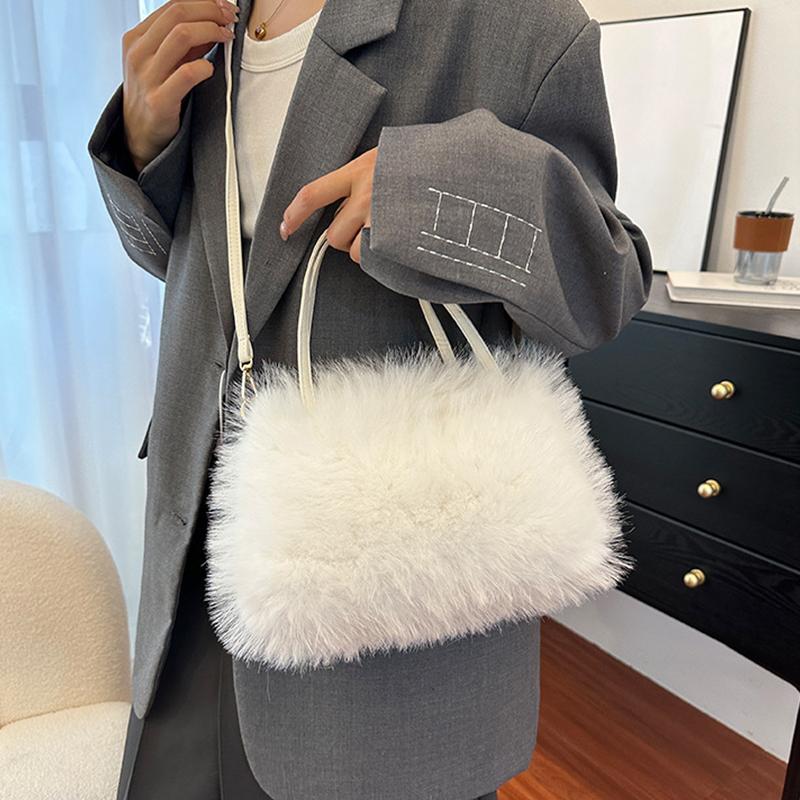 Autumn and Winter New Furry Bag Fur Crossbody Shoulder Strap Plush Bag Versatile Large Capacity Handbag for Women