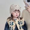 Детская теплая ветрозащитная шерстяная шапка с защитой ушей на осень и зиму - Корейский стиль, цветочный дизайн для девочек