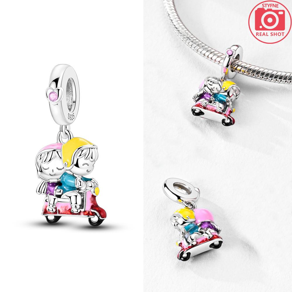 Шармы Медь Оригинальное Красное Сердце Велосипед Любовь Пара Подвеска Бусина Подходит Браслет День Святого Валентина Изысканный Подарок Женские Украшения Сделай Сам