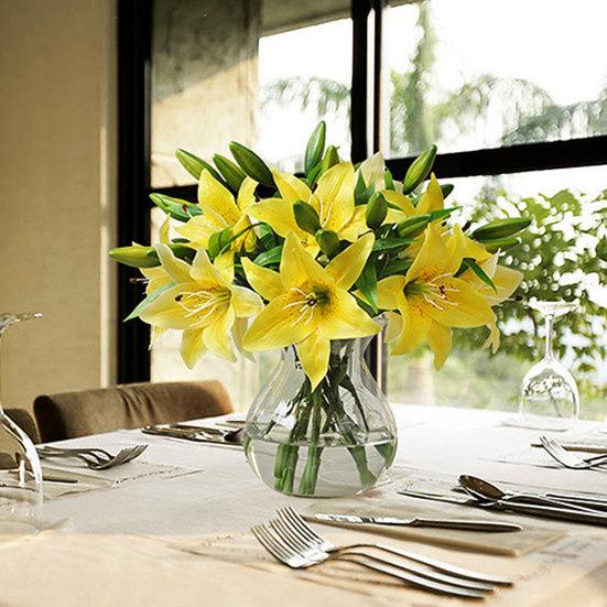 1шт искусственный цветок лилии поддельные растения домашний офис кафе украшение свадебной вечеринки