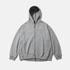Moif [Aw25] Свободная толстовка на молнии с капюшоном / Серо-меланжевый