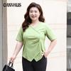 Plus Size Women's Summer New Irregular Fashion Slimming V Neck Short Sleeved T Shirt