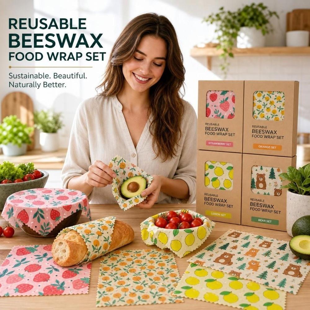 9pcs Washable Food Wrapping Paper Multi Size Reusable Food Cover for Fruit Vegetable