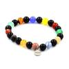 Stones and Minerals. Multicolored Agate + Black Agate 8 Mm Pearl Bracelet. Made In France.