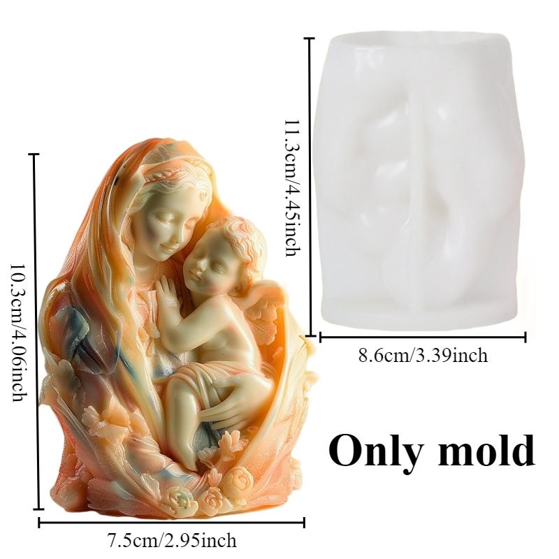 3D Дева Мария Богиня Обнимающая Мальчика Силиконовая Форма Подарок на День Матери День Благодарения Сердце Ангел Бетон Цемент Гипс Формы