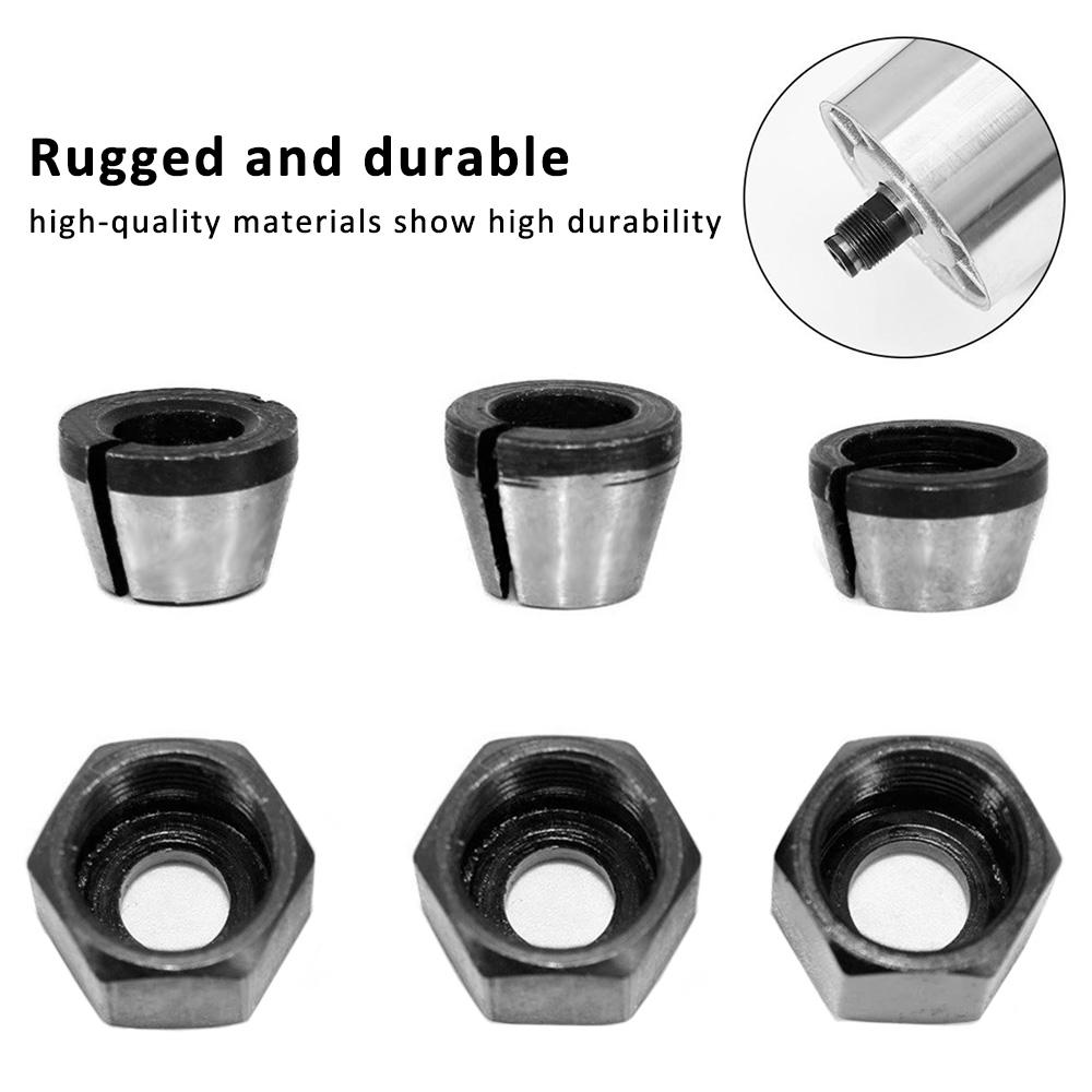 Набор цанговых патронов для фрезерного станка 6 шт. 6/6,35/8 мм Цанговые патроны для триммера Головки Цанговый патрон-адаптер из углеродистой стали для дрелей Гравировка