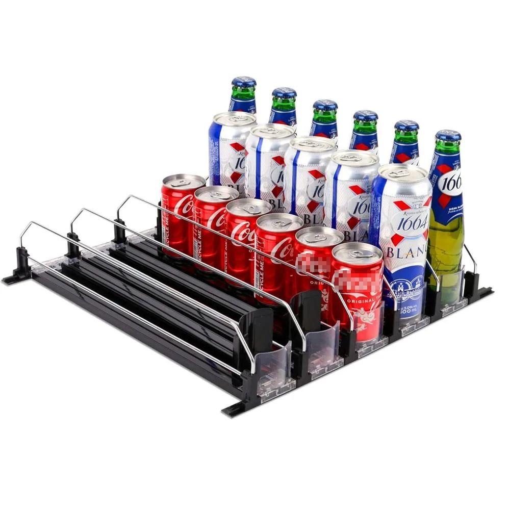 Spring Push Can Organizer Self-Pushing Beverage Pusher Shelf Storage Shelf Can Shelf Pusher Water
