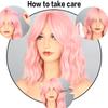 LISI HAIR Synthetic Hair Wig Pink Black Medium Wave Wig with Middle Part Bangs for Women Heat Resistant Fiber False Hair