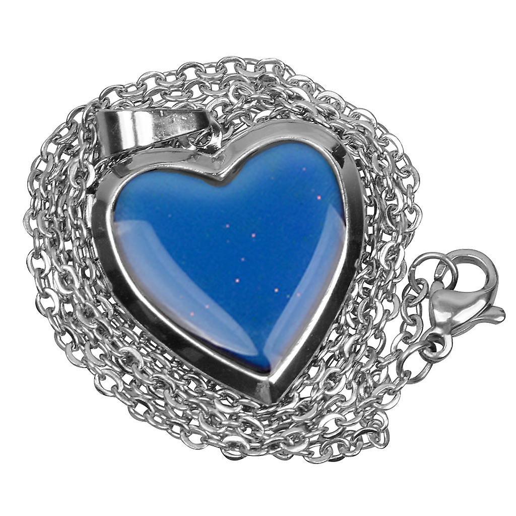 6xHeart Mood Gem Photo Frame Change Color Emotion Feeling Pendant Necklace