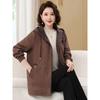 Autumn Style Quilted Thin Cotton Jacket, Spring and Autumn Hooded Loose Short Baseball Jacket, Casual Outerwear for Middle-Aged and Elderly Mothers