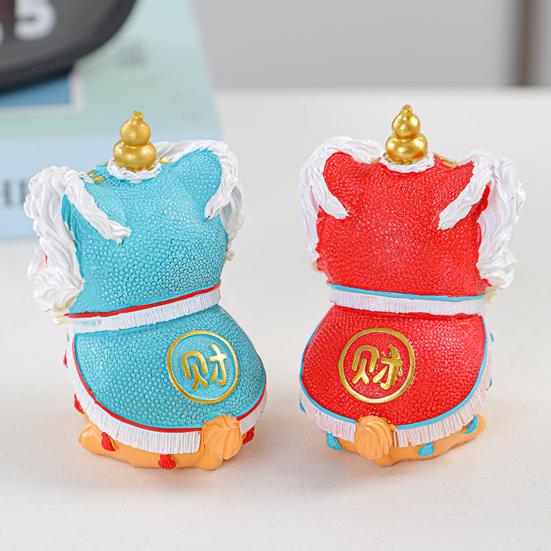 Фигурка льва в китайском стиле, мультяшный лев-хранитель, статуэтка из смолы, украшение для дома и офиса, фэн-шуй, орнамент, праздничный подарок на новоселье