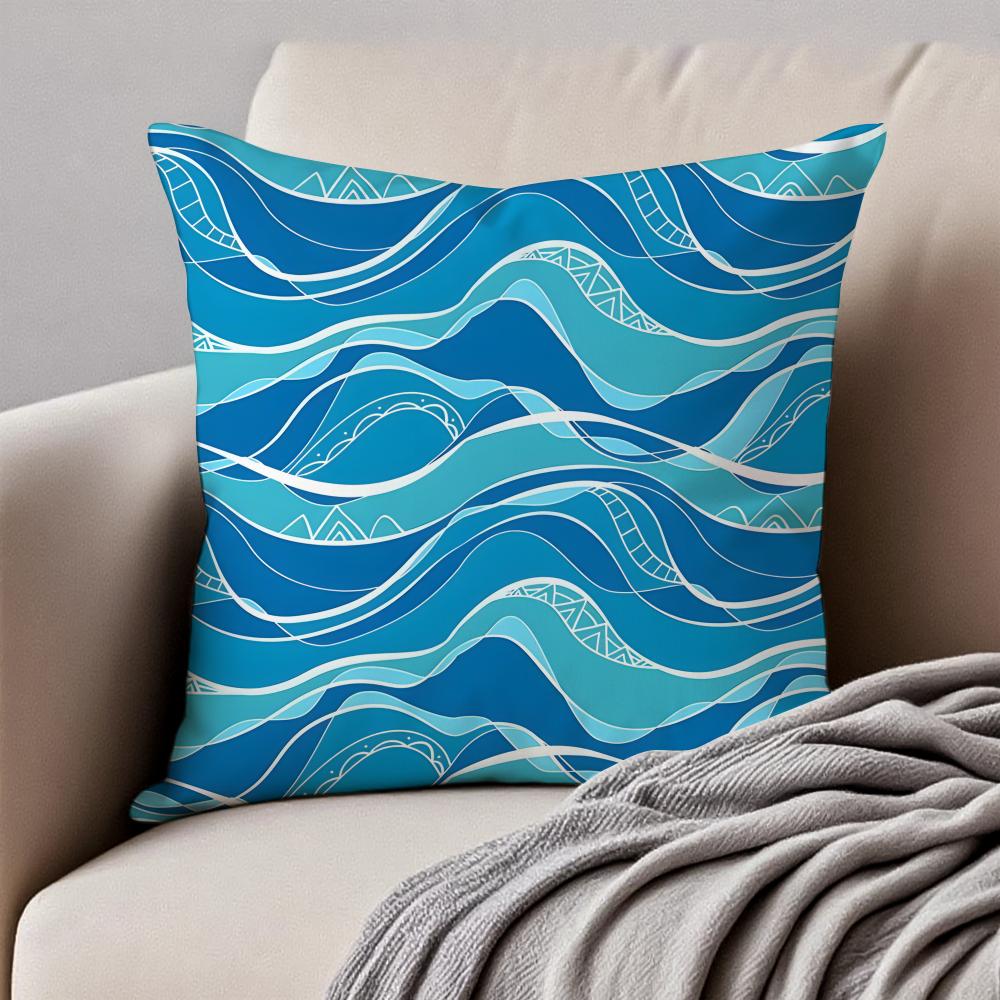 Elegant Chinese traditiona Wave Cliff Pattern Cushion Cover Pillowcase Antidustmite Invisible Zipper Short Plush Sofa Cushion