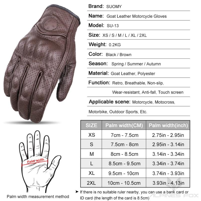 SUOMY Genuine Leather Motorcycle Riding Gloves With Touchscreen Fingers Breathable Perforated Design Men Women