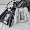 Держатель для карт в горошек с ушками кролика в стиле Y2K, 3-дюймовый держатель для фотокарточек K-pop, Подарок, Подвеска на сумку в корейском стиле