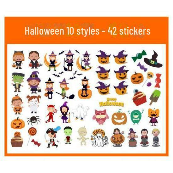 Детские наклейки-татуировки с героями мультфильмов на Хэллоуин — милые тыквы, привидения, черепа, водонепроницаемые и прочные