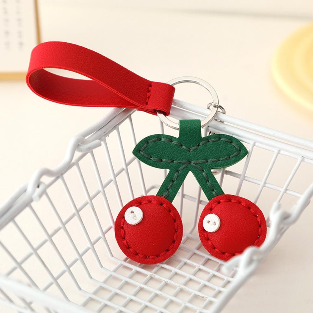 Cute Fruit Pendant Strawberry Bag Pendant Creative Leather Keychain  Men