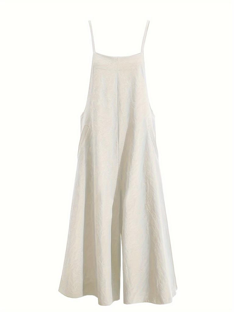 Женский однотонный комбинезон с широкими штанинами-спагетти — универсальный и удобный комбинезон без рукавов