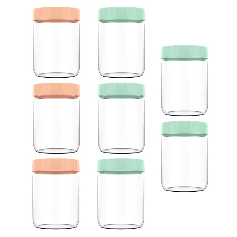 4/8Pcs Overnight Oats Container Moisture Resistant Sealable Glass Jars Kitchen Milk Fruit Salad Food Storage Jars Portable