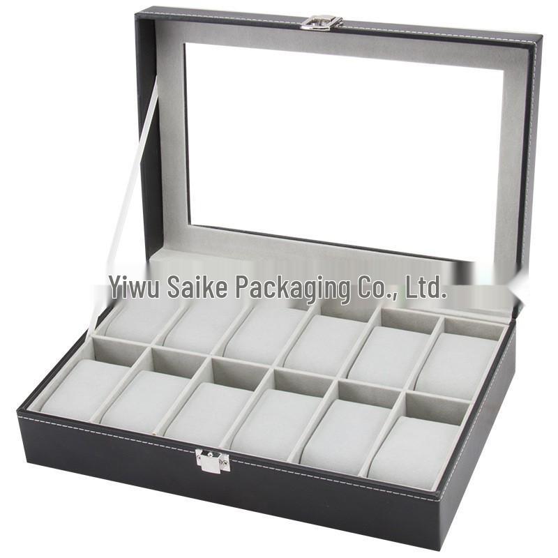 Стандартная коробка для демонстрации и хранения часов из ПУ кожи на 12 ячеек