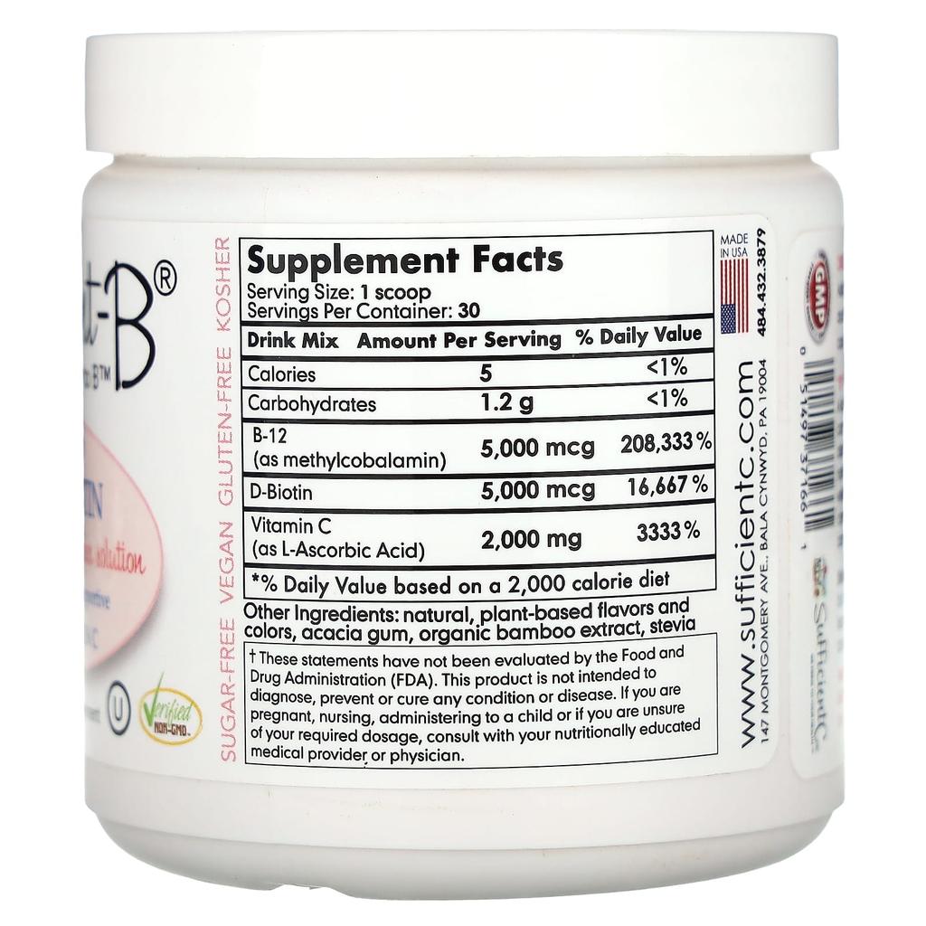 Abundant-B High Dose B-12 & Biotin Drink Mix, Pink Lemonade, 108G