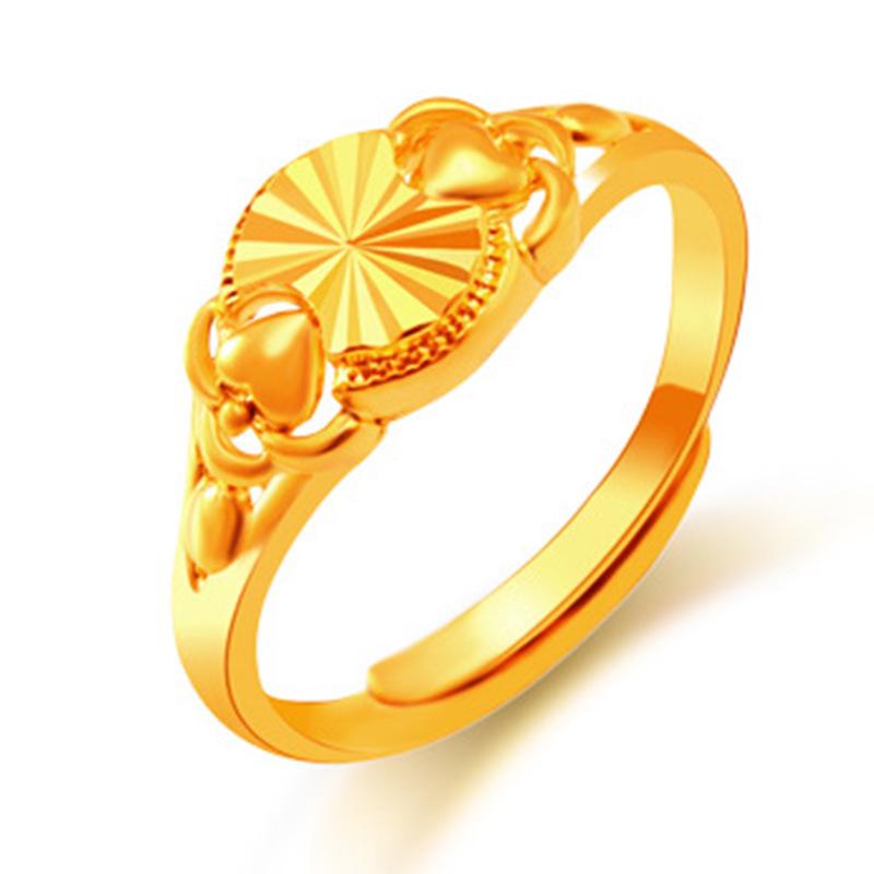 Sand Gold Ring for Women, Long-lasting Color Retention, Niche Sweet Imitation Gold Open Female Ring, Copper Alloy Accessories