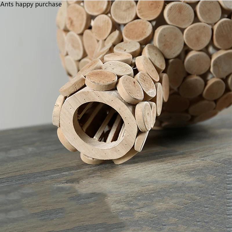 Креативная деревянная ваза Ваза для сухих цветов Настольная цветочная композиция Контейнер Декоративные вазы Украшение для дома Поделки Орнамент