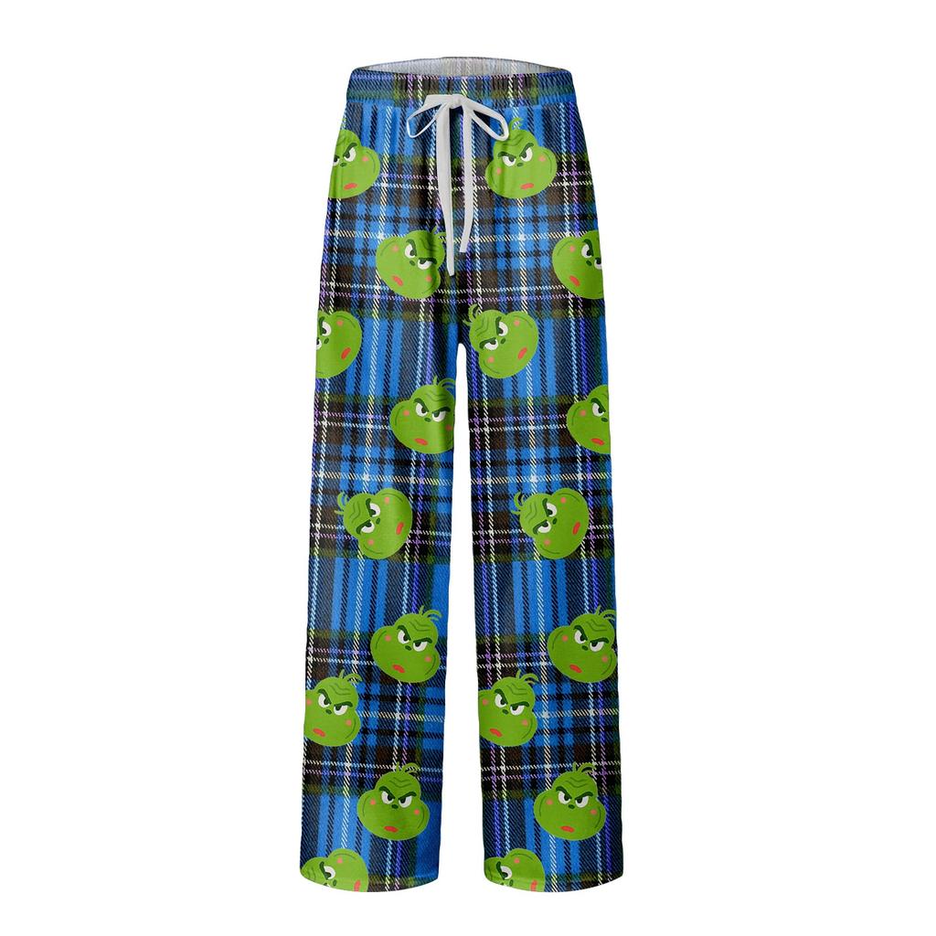 Men's Striped Plaid Print Pocket Casual Pants Home Pajama Pants