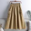 Solid Elastic Waist Drawstring Skirt Women Spring Summer Streetwear Thin All-Match A-Line Skirts Woman Lazy Style Loose Skirt