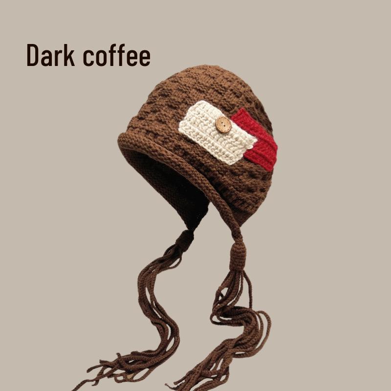 Festive Red Tassel Beanie - Women's Autumn/Winter Ear Protection Hat for Christmas and New Year