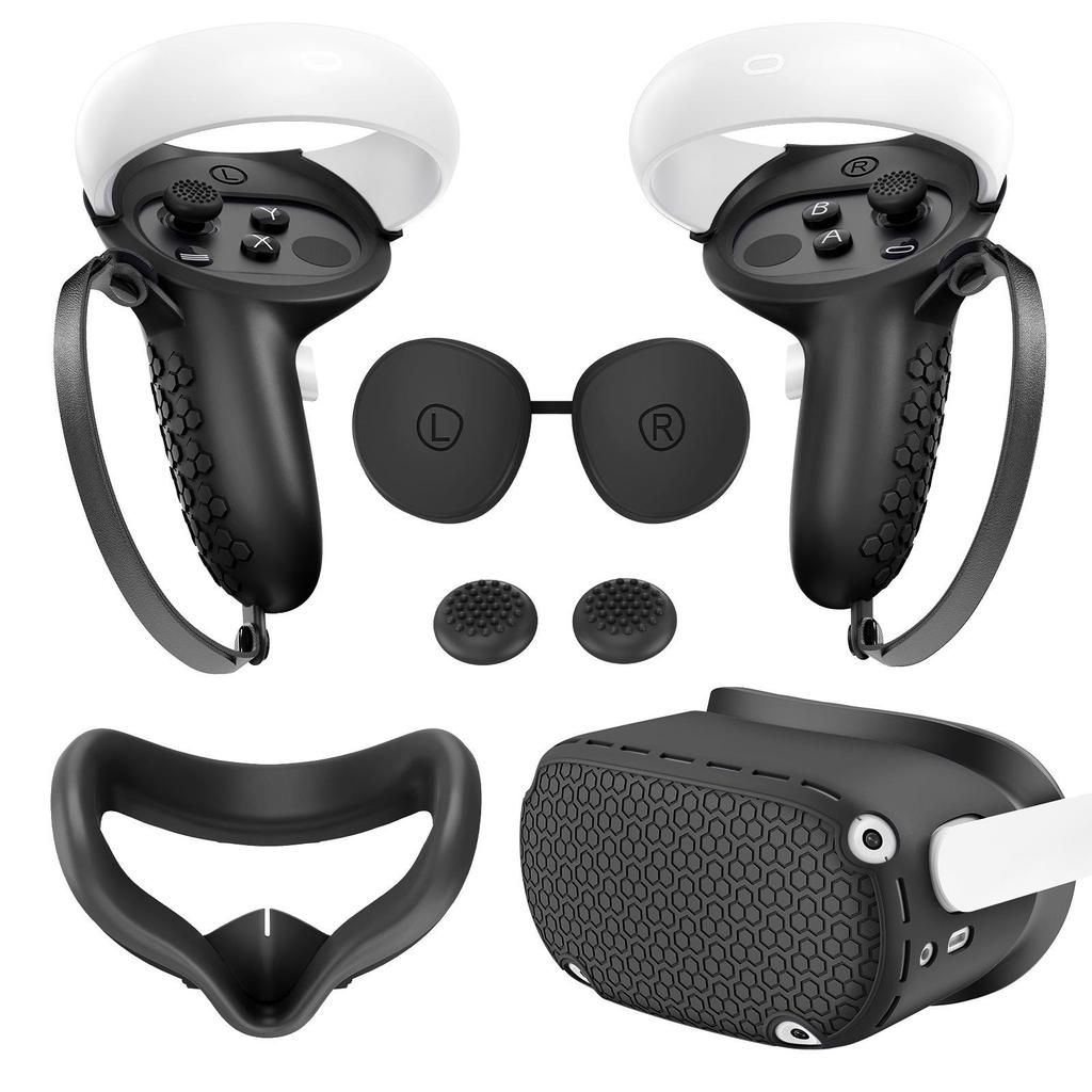 Five-Piece Silicone Protective Case Set for Meta/Oculus Quest 2: VR Controller and Main Unit Covers