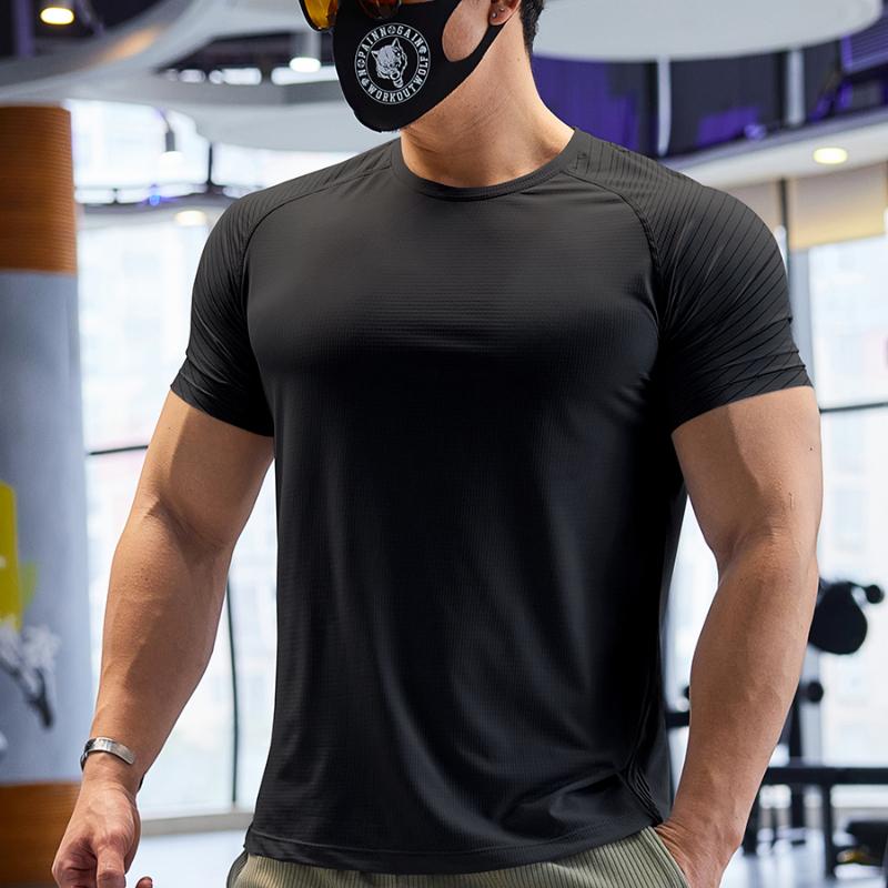 Мужская спортивная футболка Dry Fit с коротким рукавом, компрессионный свитер для бега, йога, одежда для пробежек и тренировок, рашгард