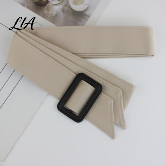 Solid Color Waistband Adjustable Wide Waist Belt for Women, 67 Inch Replacement Trench Coat with Black Everyday Commuter Accessory Square Buckle,