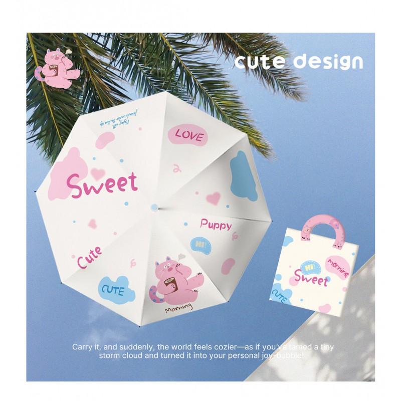 Automatic 3-Fold Umbrella Women Girls UPF50 Sun Rain Protection Cartoon Design Lightweight Windproof