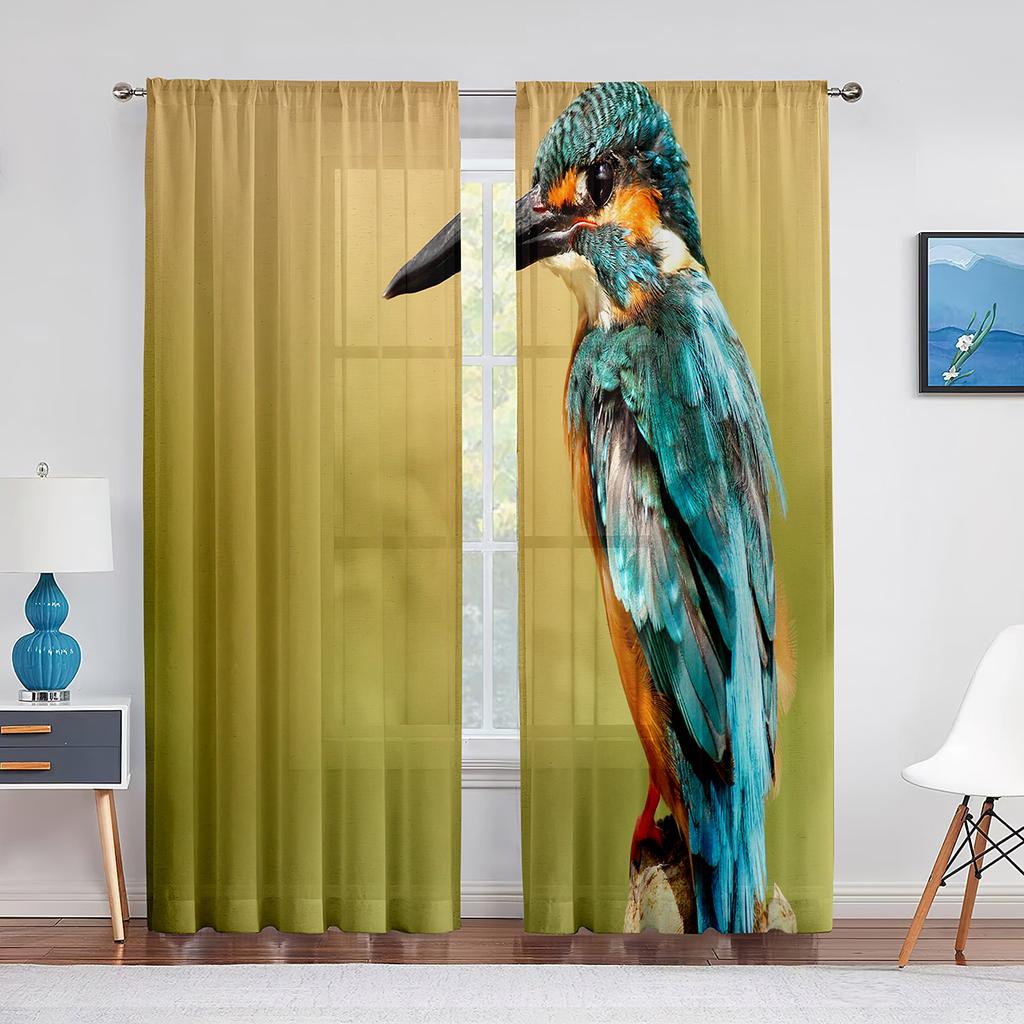 Два розовых какаду, птицы, попугаи, тюлевые шторы для гостиной, украшения спальни, прозрачная шифоновая прозрачная вуаль, оконная занавеска