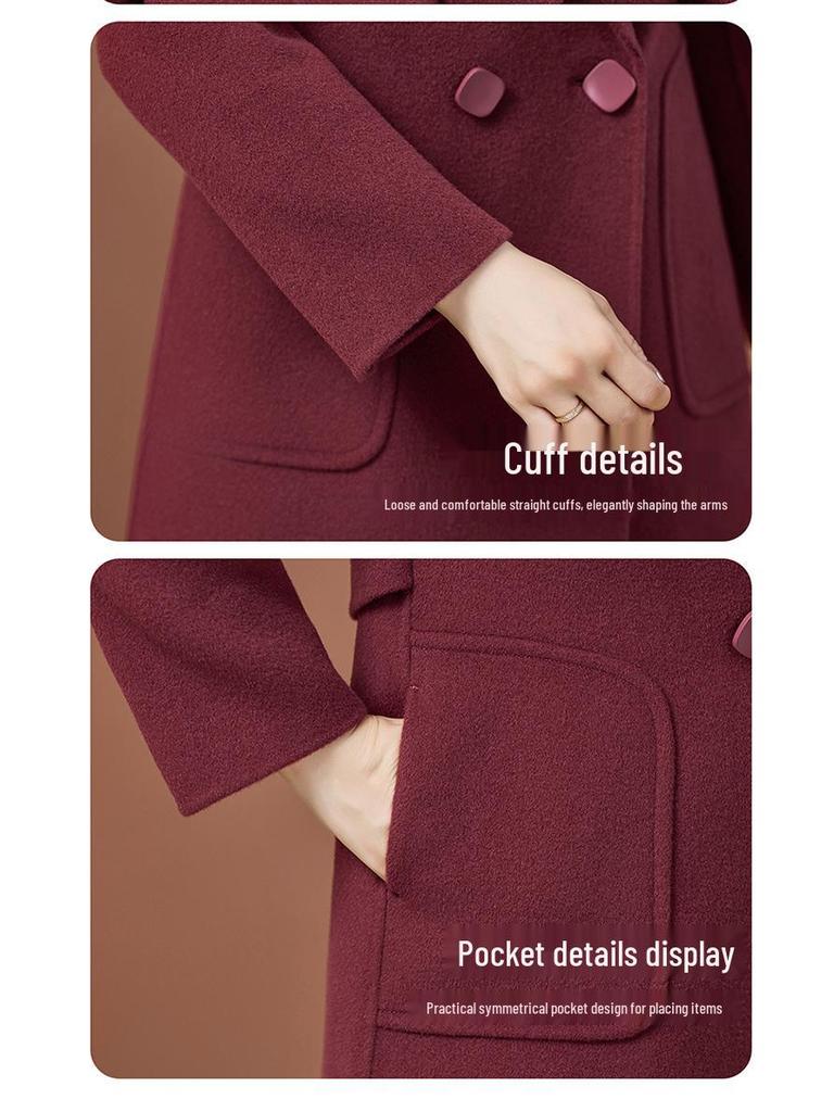 Женское приталенное двустороннее кашемировое пальто - Коллекция высокого класса Зима 2025 для женщин среднего возраста