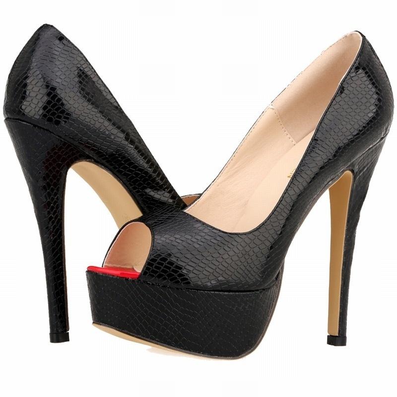 Женские туфли-лодочки, модные, сексуальные, 14 см, тонкие, высокие каблуки, с открытым носком, на платформе, с крокодиловым узором, на шпильках, для вечернего платья, свадебные туфли