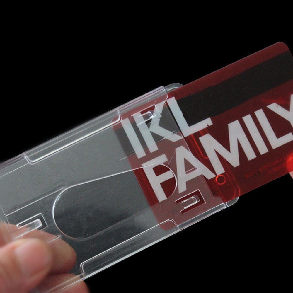 10x6cm Hard Vertical Badge Holder Transparent Clear Double Card ID Case