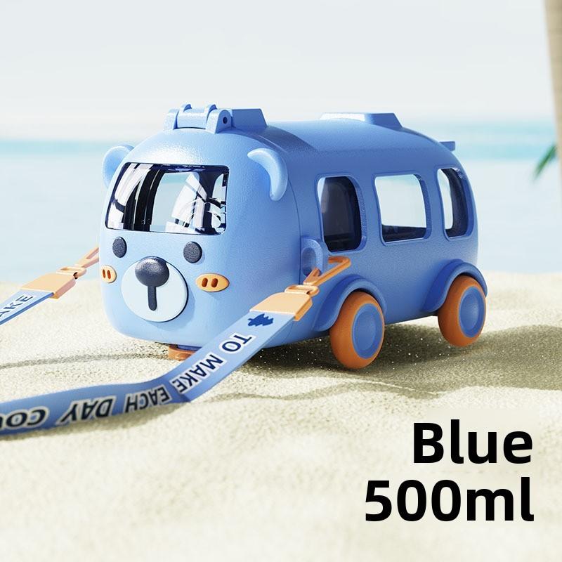 Baby Bus Cartoon Kids Plastic Drinking Cup With Straw And Leakproof Design For School And Party