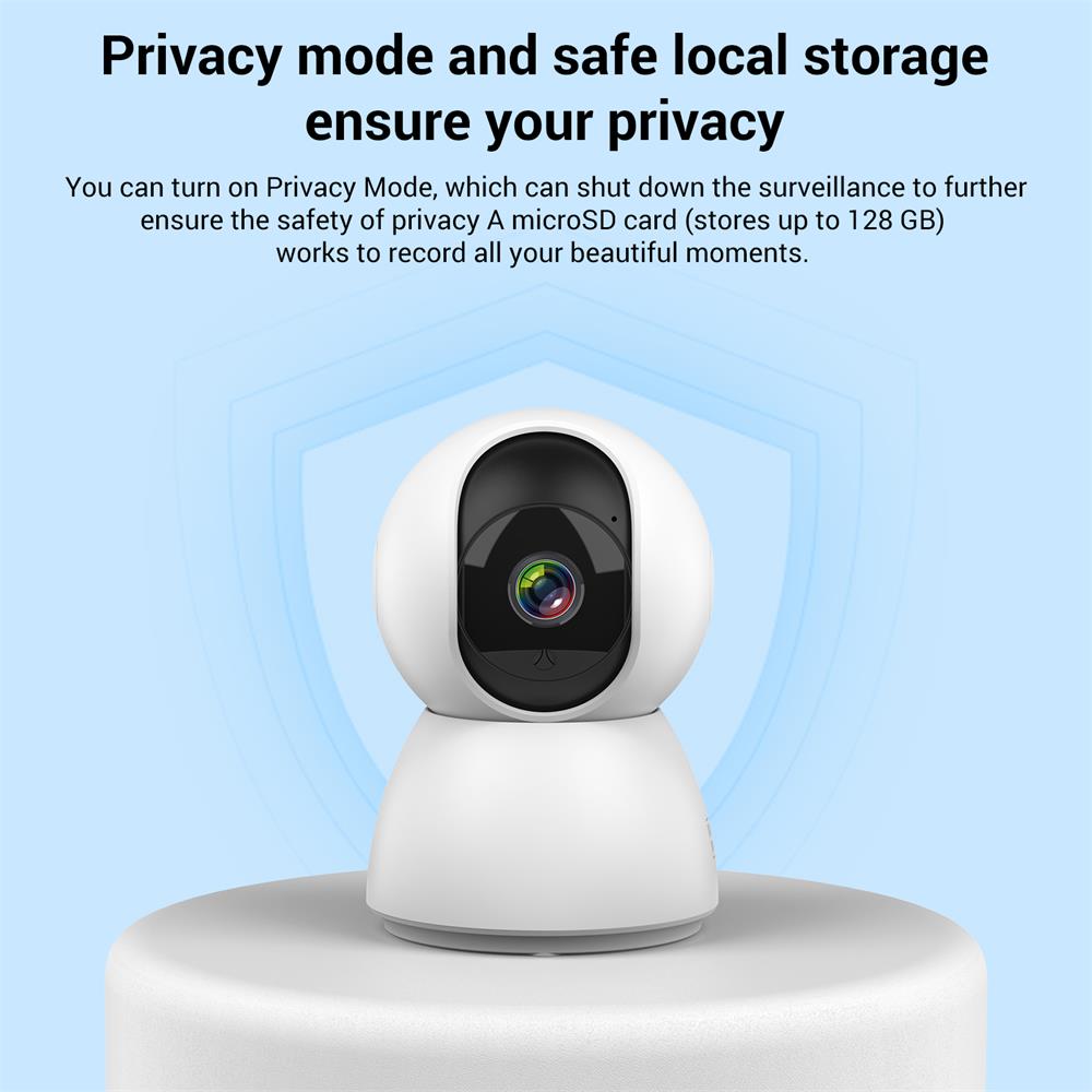 TALLPOWER C23 Indoor Surveillance Camera, Ultra HD 2K, 2.4GHz WiFi, Night Vision, Auto Tracking Infrared LED, 360° Pan & Tilt, Two-way Audio - 1Pc