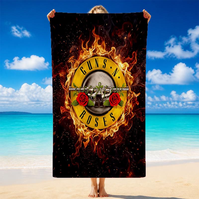 Guns N’ Roses Print Microfiber Beach Towel Sand?Resistant Lightweight Towel For Swimming Outdoor Travel Use